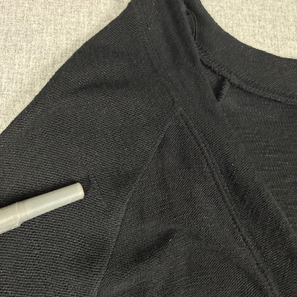 Free People Intimately Black Bell Sleeve V Neck Top Size L Boho Ruffle Hem - Picture 4 of 10
